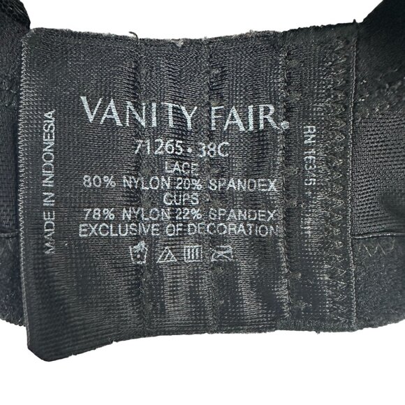 Vanity Fair Womens Breathable Luxe Full Figure Wirefree 71265 Bra Size 38C Black - Picture 8 of 8
